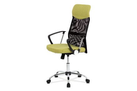 Autronic Kancelárska stolička Kancelářská židle, houpací mech., zelená látka + černá MESH, kovový kříž (KA-E301 GRN)